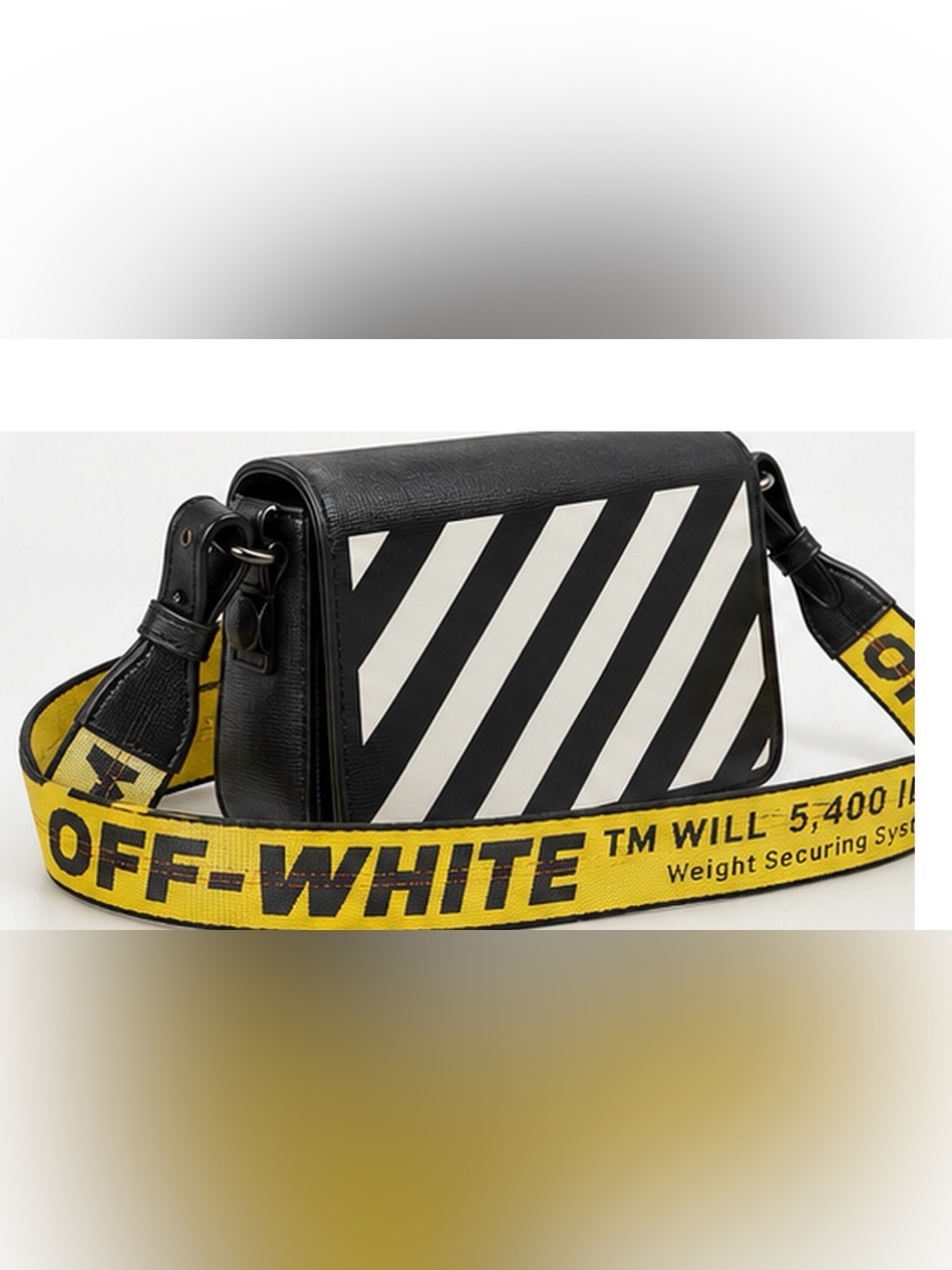 Off-White Binder Clip Diag Mini Leather Crossbody Bag Black/White/Yellow